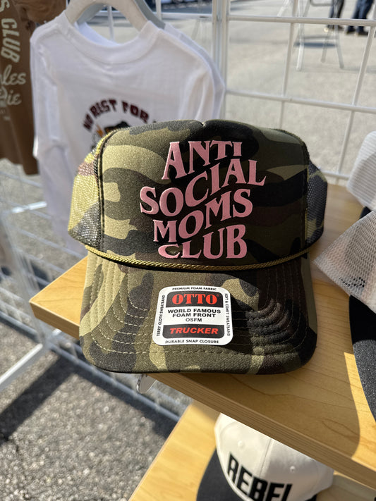 Antisocial Moms Club Trucker Hat - Full Camo/Pink