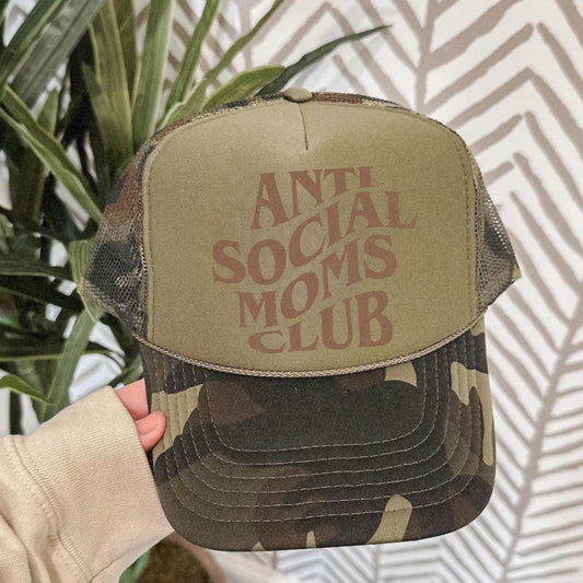 Antisocial Moms Club Trucker Hat - Camo/Brown