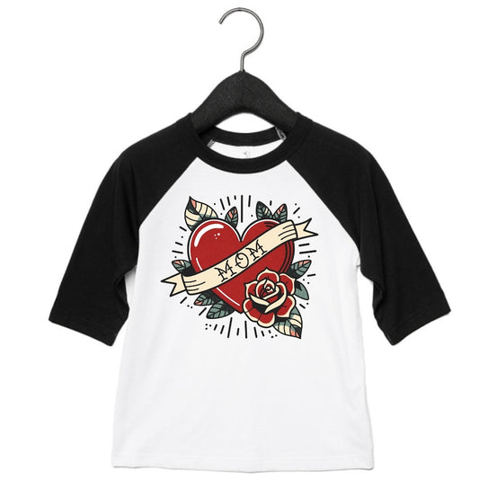 Mom Tattoo Toddler Baseball Tee